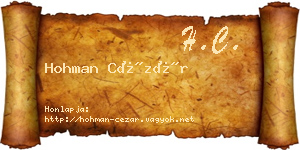 Hohman Cézár névjegykártya